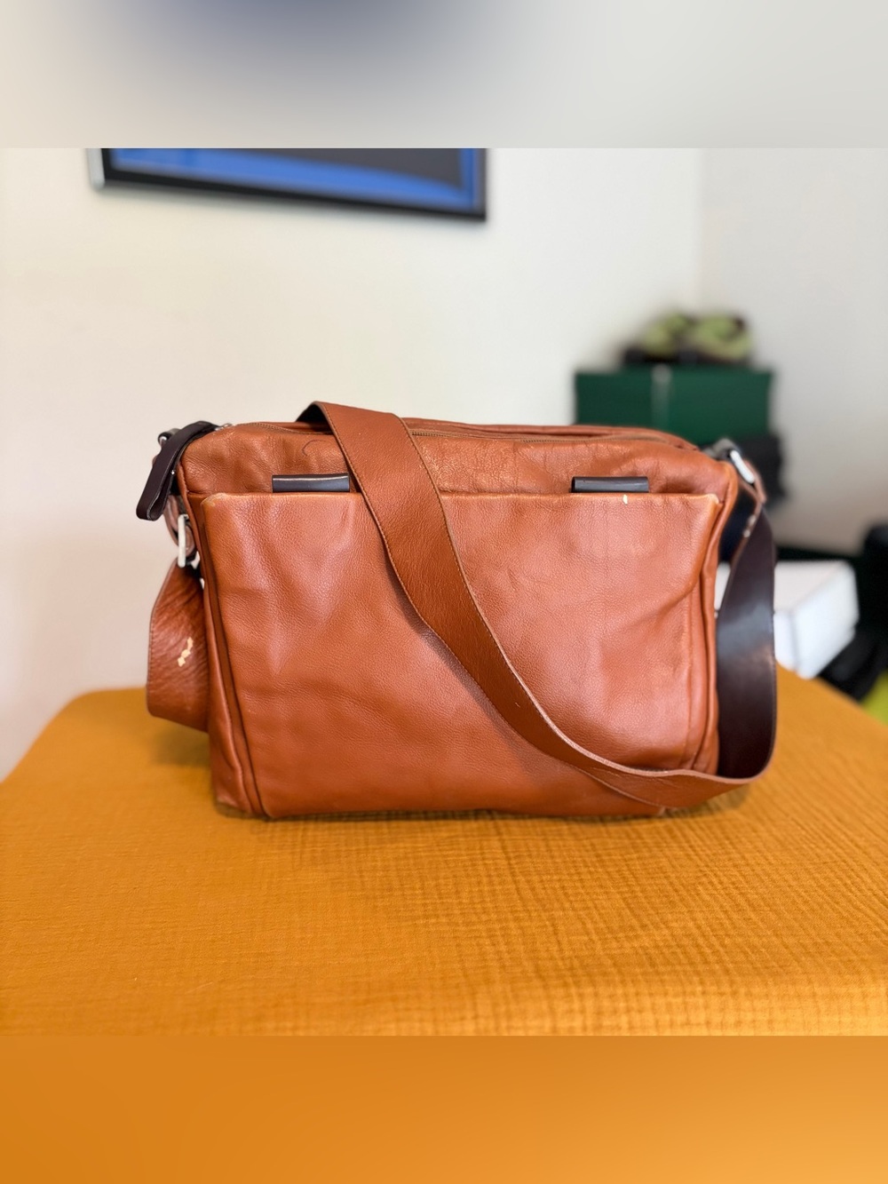 Nuovedive Made in Italy Genuine Leather Brown Messenger Crossbody Bag